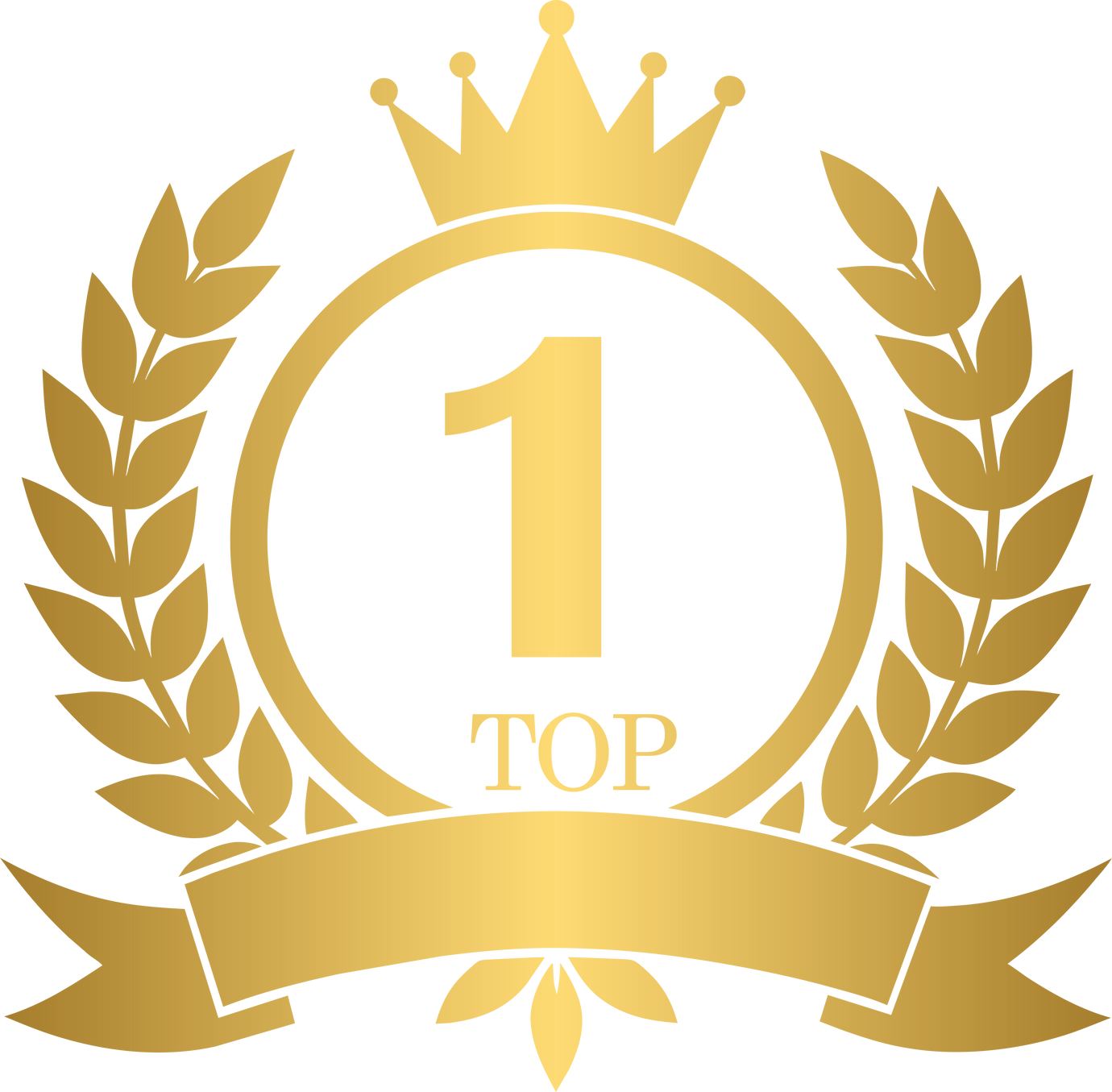 Top 1 golden award icon with crown